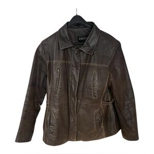Cruze Women’s Brown 100% Leather Jacket Size 2XL